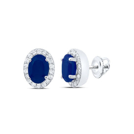 10K White Gold Modern Blue Sapphire Earrings - Splendid Jewellery