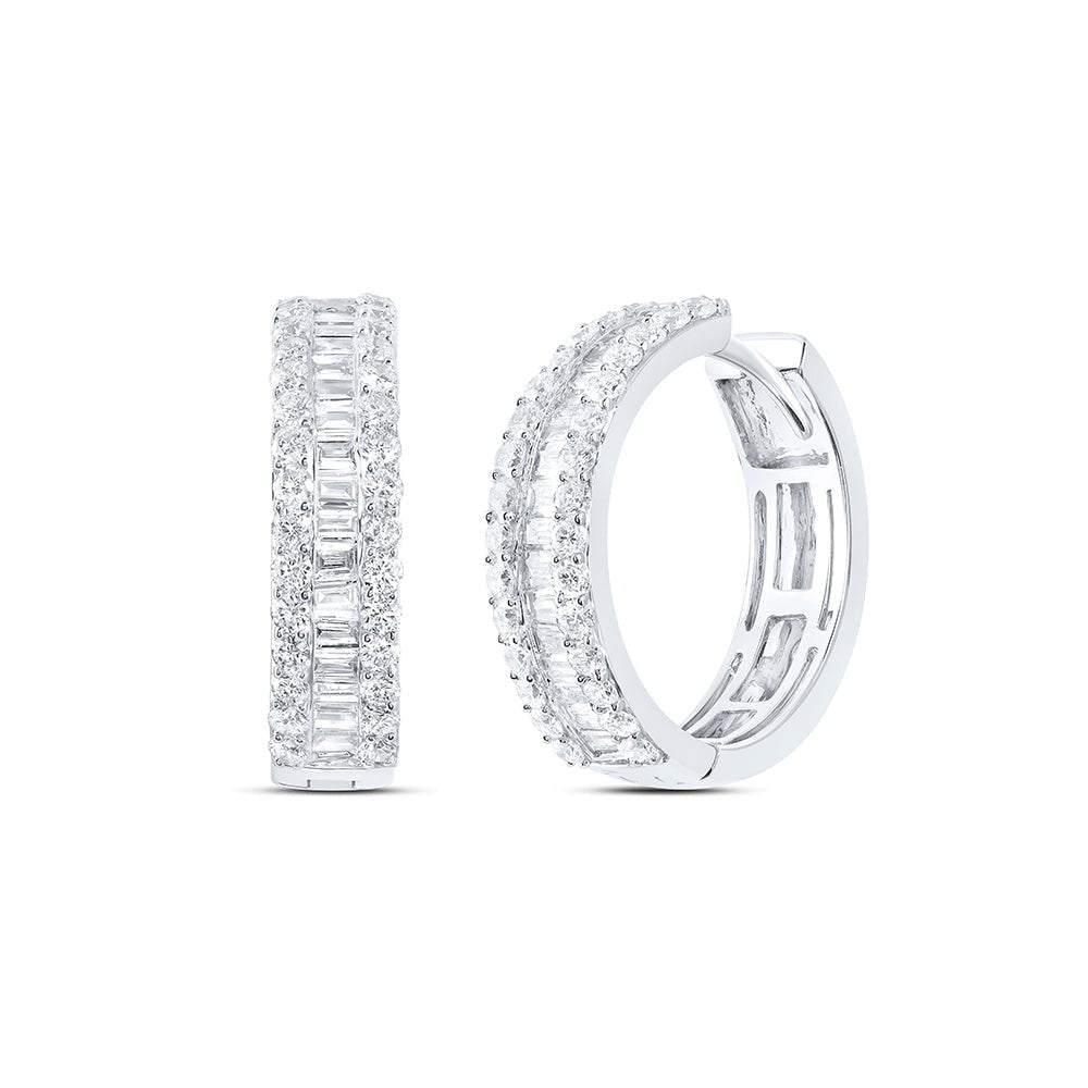 Diamond Hoop Earrings 1 3/8 Cttw - Splendid Jewellery