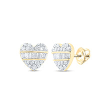 Load image into Gallery viewer, Heart Diamond Earrings in 10K Yellow Gold - Splendid Jewellery