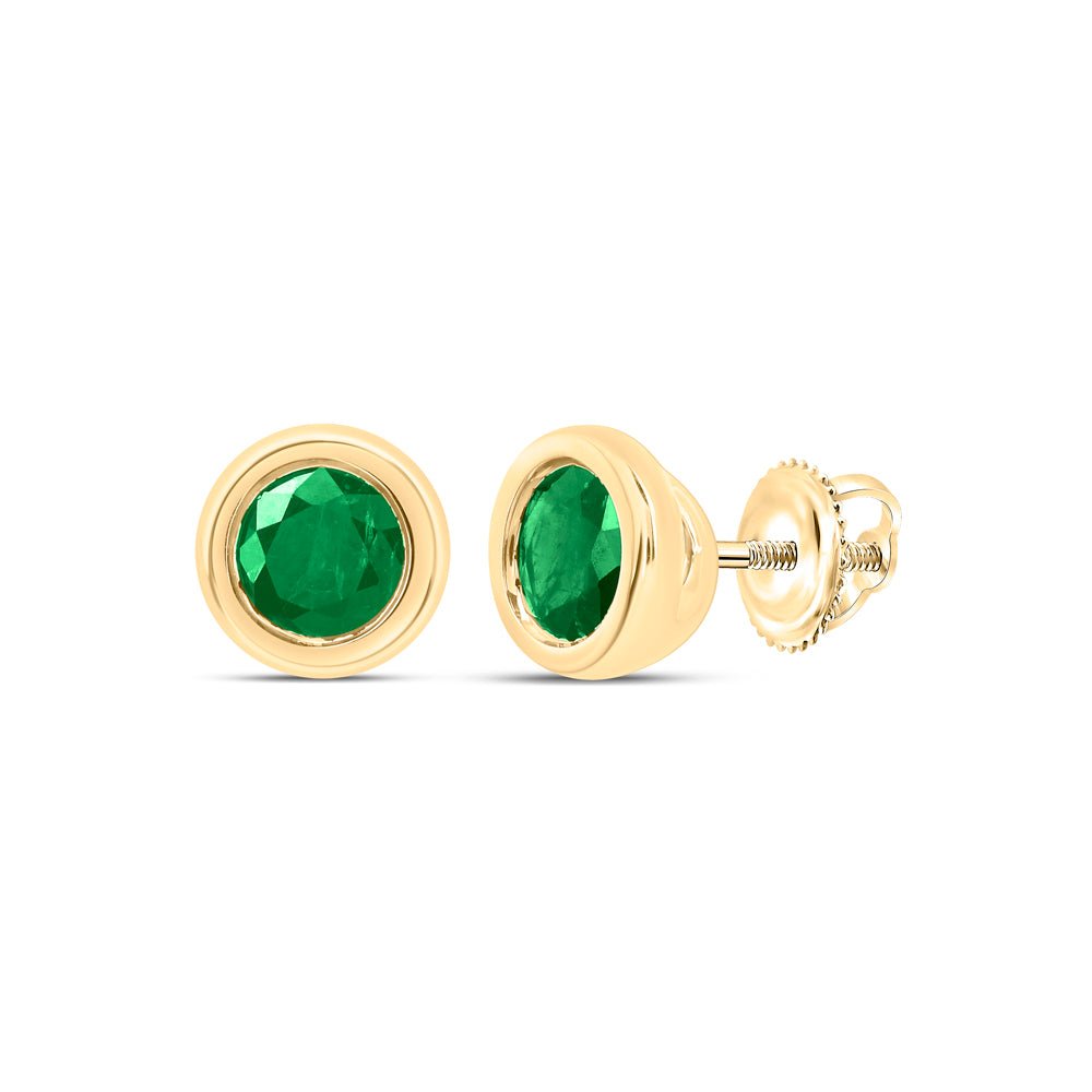 10K Yellow Gold Emerald Earrings for Everyday Wear - Splendid Jewellery