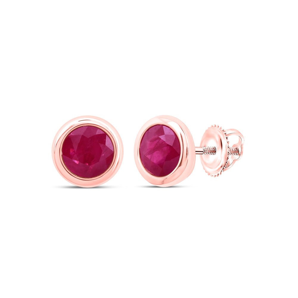 Ruby Stud Earrings in 10K Rose Gold - Splendid Jewellery