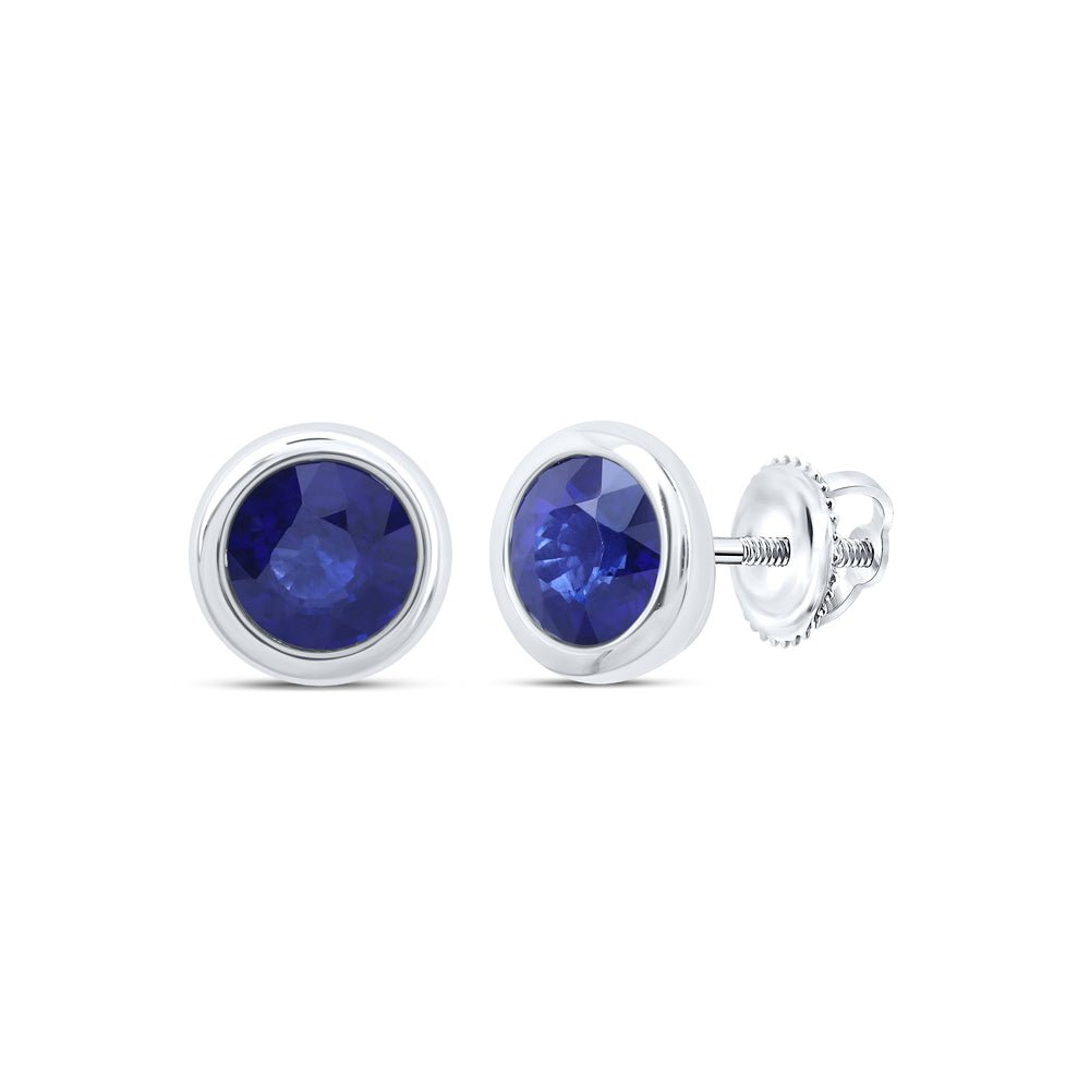 10K White Gold Gift - Ready Blue Sapphire Earrings - Splendid Jewellery