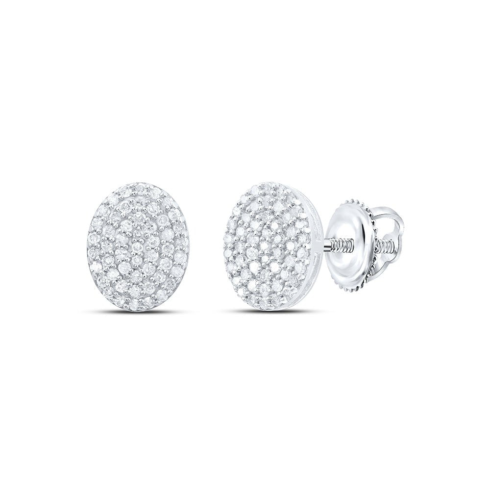 Oval Diamond Earrings in Sterling Silver - Splendid Jewellery