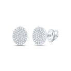 Oval Diamond Earrings in Sterling Silver - Splendid Jewellery