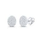 Oval Diamond Earrings in Sterling Silver - Splendid Jewellery