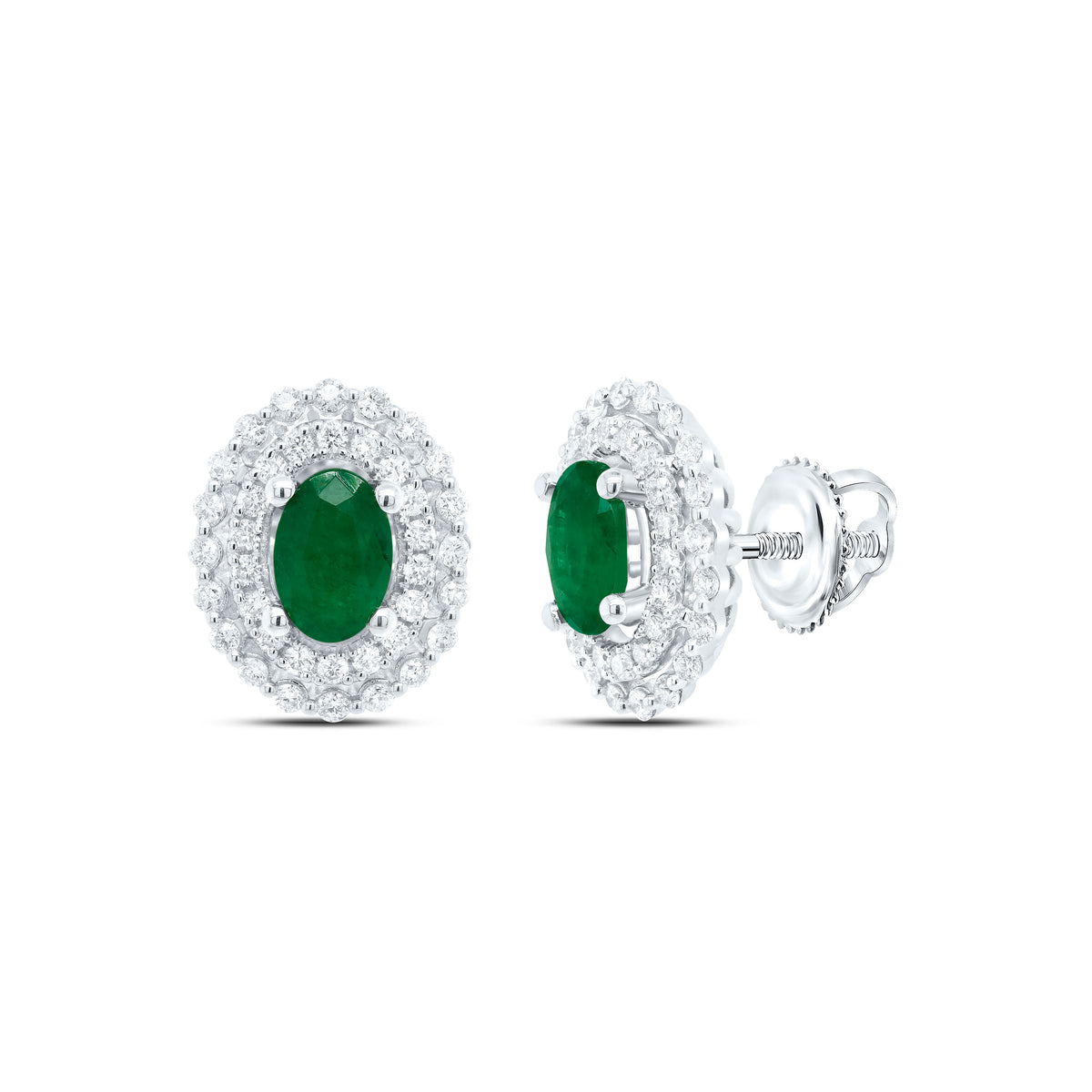 14K White Gold Emerald Earrings 1/2 Cttw - Splendid Jewellery