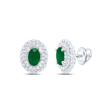 Load image into Gallery viewer, 14K White Gold Emerald Earrings 1/2 Cttw - Splendid Jewellery