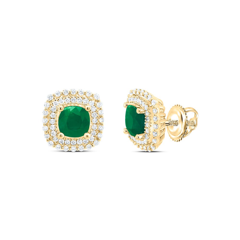 14K Yellow Gold Emerald Earrings 5/8 Cttw - Splendid Jewellery