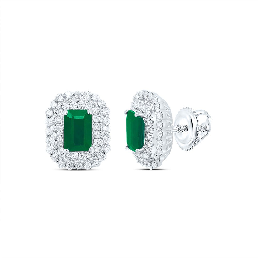 14K White Gold Modern Emerald Earrings Gift Edition - Splendid Jewellery