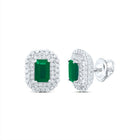 14K White Gold Modern Emerald Earrings Gift Edition - Splendid Jewellery