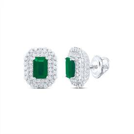 14K White Gold Modern Emerald Earrings Gift Edition - Splendid Jewellery