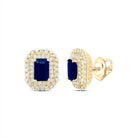 14K Yellow Gold Emerald Blue Sapphire Earrings - Splendid Jewellery