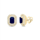 14K Yellow Gold Emerald Blue Sapphire Earrings - Splendid Jewellery