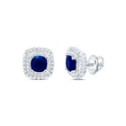 14K White Gold Gift - Ready Blue Sapphire Earrings with Elegant Styling - Splendid Jewellery