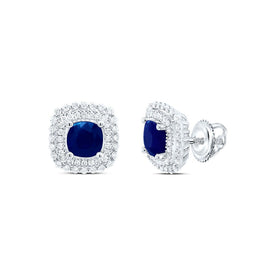 14K White Gold Gift - Ready Blue Sapphire Earrings with Elegant Styling - Splendid Jewellery