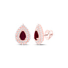 14K Rose Gold Modern Ruby Earrings - Splendid Jewellery