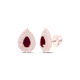 14K Rose Gold Modern Ruby Earrings - Splendid Jewellery