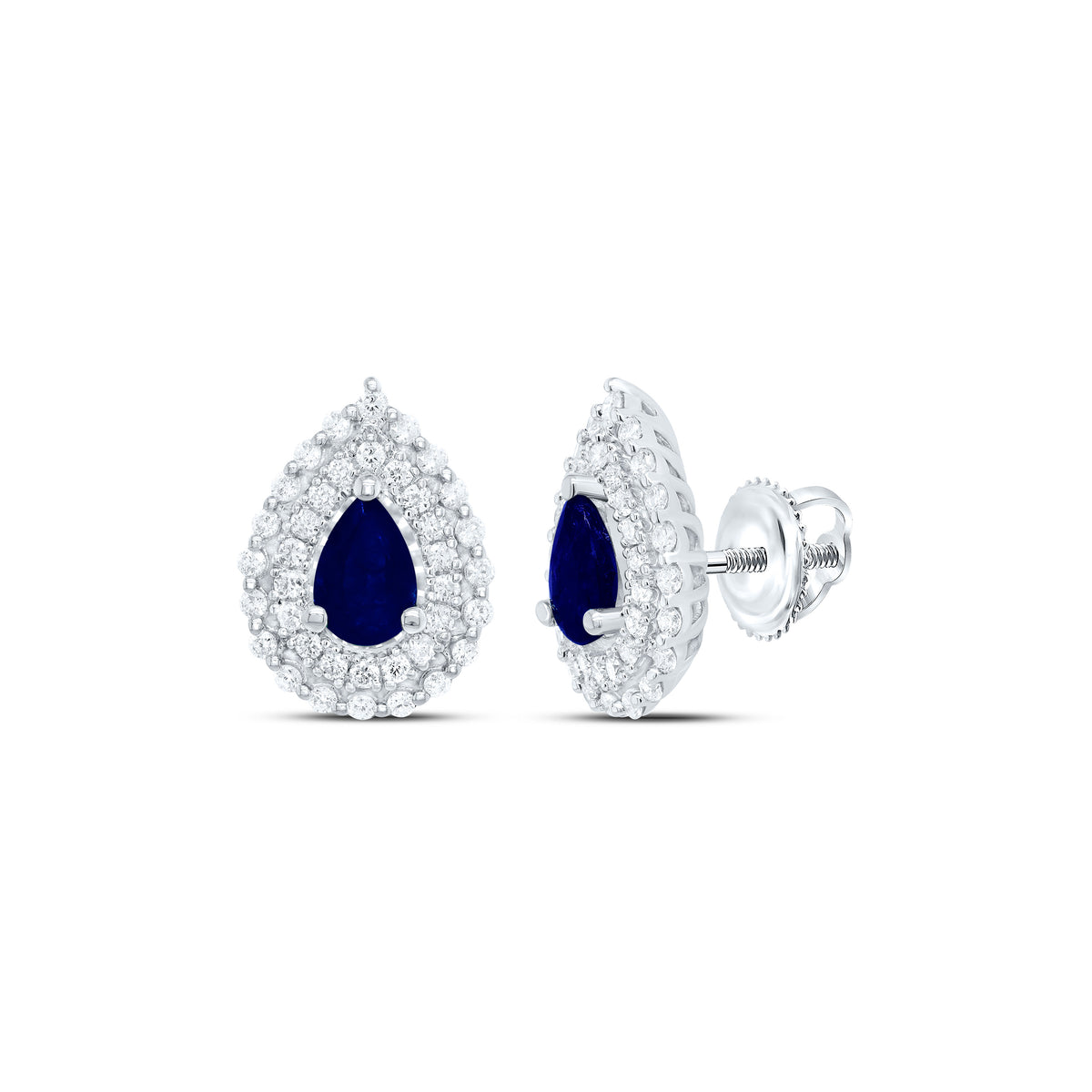 14K White Gold Pear Blue Sapphire Earrings - Splendid Jewellery