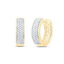 Load image into Gallery viewer, 10K Yellow Gold Diamond Hoop Earrings with Fine Detail - Splendid Jewellery