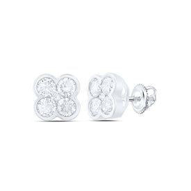 10K White Gold Diamond Earrings 1 Cttw - Splendid Jewellery