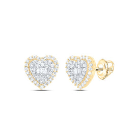 10K Yellow Gold Elegant Stud Earrings with Diamond for Everyday Wear - Splendid Jewellery