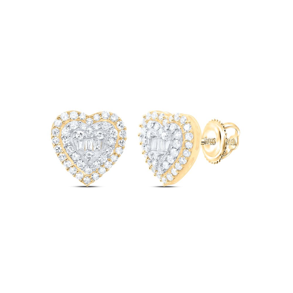 10K Yellow Gold Heart Diamond Stud Earrings - Splendid Jewellery