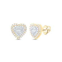 Load image into Gallery viewer, 10K Yellow Gold Heart Diamond Stud Earrings - Splendid Jewellery