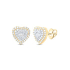 10K Yellow Gold Heart Diamond Stud Earrings - Splendid Jewellery