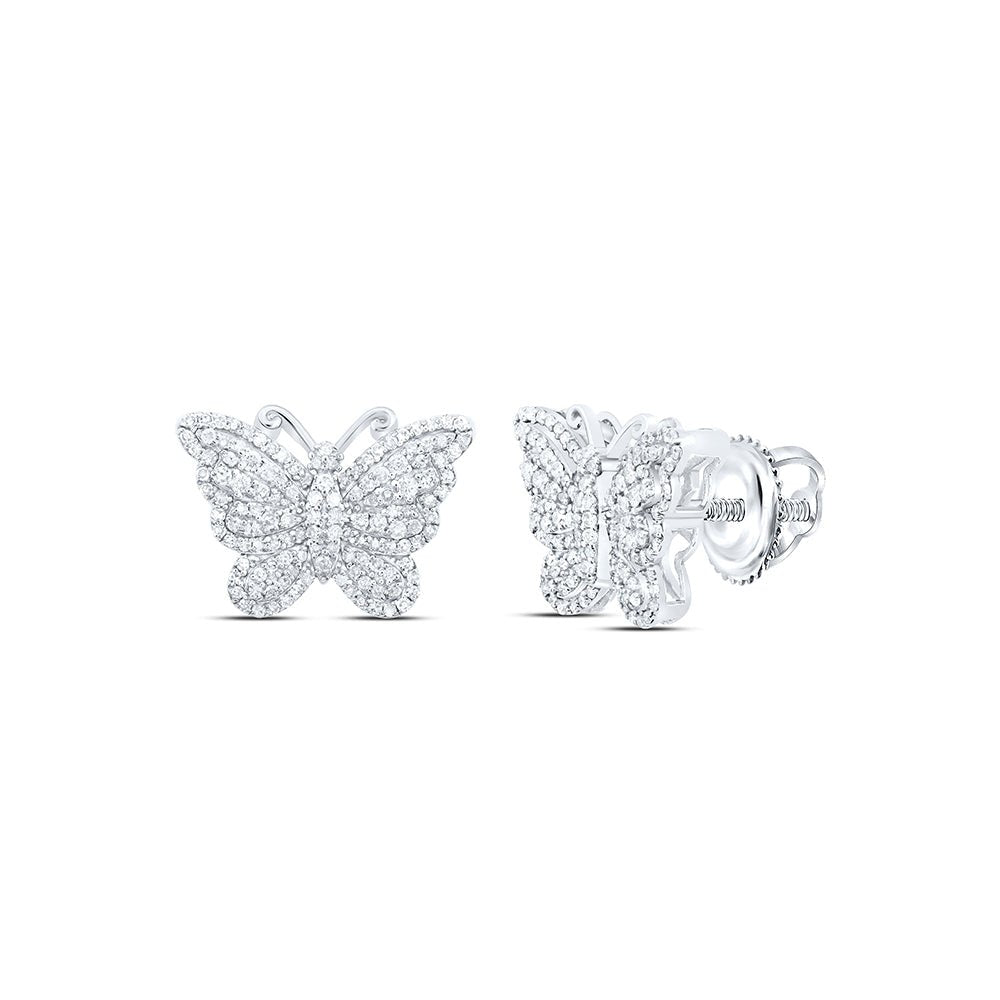10K White Gold Gift - Ready Diamond Earrings with Elegant Styling - Splendid Jewellery