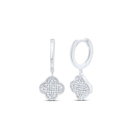 10K White Gold Elegant Earrings with Diamond with Fine Detail - Splendid Jewellery