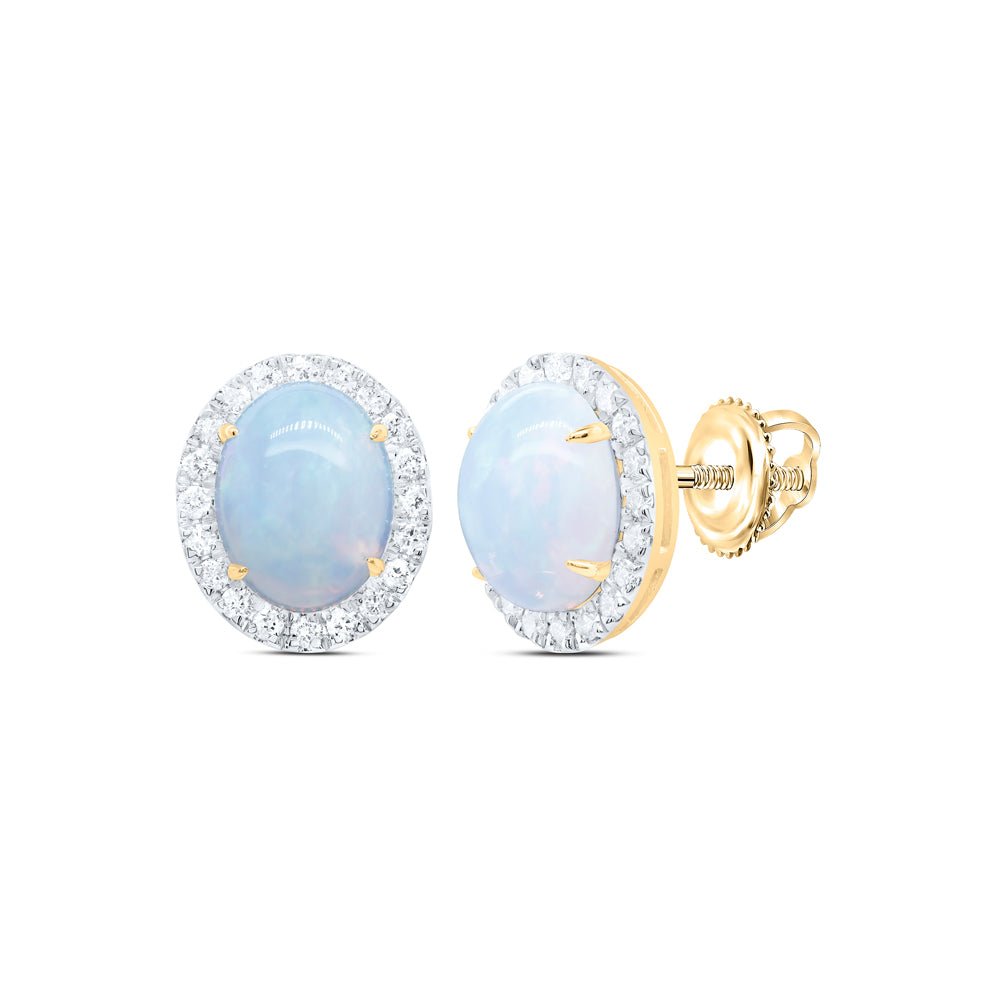 Oval Opal Stud Earrings 3/8 Cttw - Splendid Jewellery