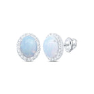 Oval Opal Earrings in 10K White Gold - Splendid Jewellery