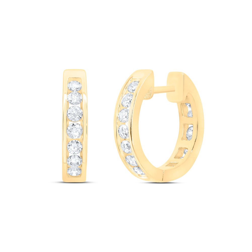 14K Yellow Gold Elegant Hoop Earrings with Diamond with Elegant Styling - Splendid Jewellery