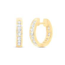 Load image into Gallery viewer, 14K Yellow Gold Elegant Hoop Earrings with Diamond with Elegant Styling - Splendid Jewellery