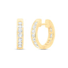 14K Yellow Gold Elegant Hoop Earrings with Diamond with Elegant Styling - Splendid Jewellery