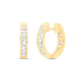 14K Yellow Gold Elegant Hoop Earrings with Diamond with Elegant Styling - Splendid Jewellery