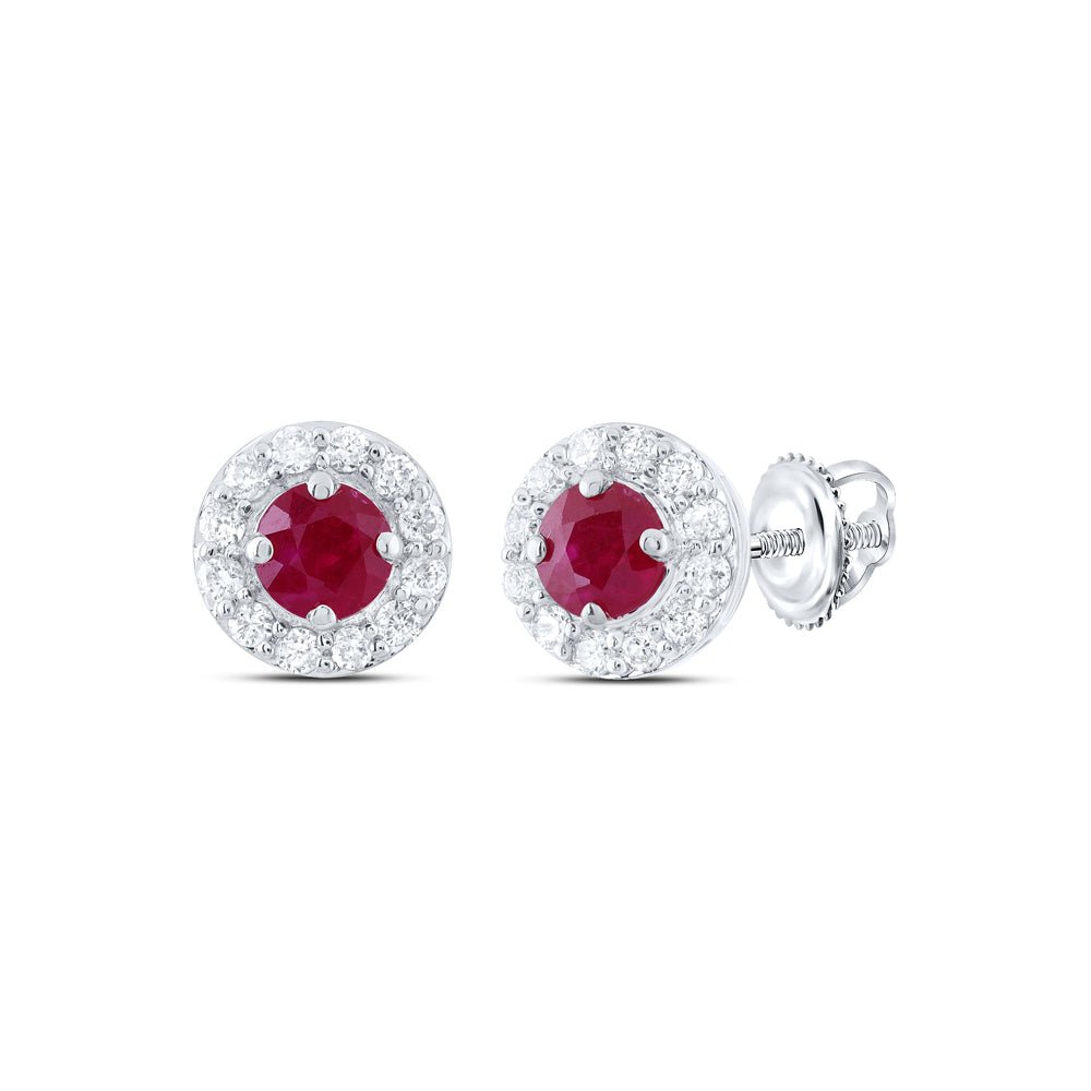 14K White Gold Ruby Stud Earrings - Splendid Jewellery