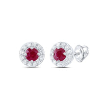 Load image into Gallery viewer, 14K White Gold Ruby Stud Earrings - Splendid Jewellery