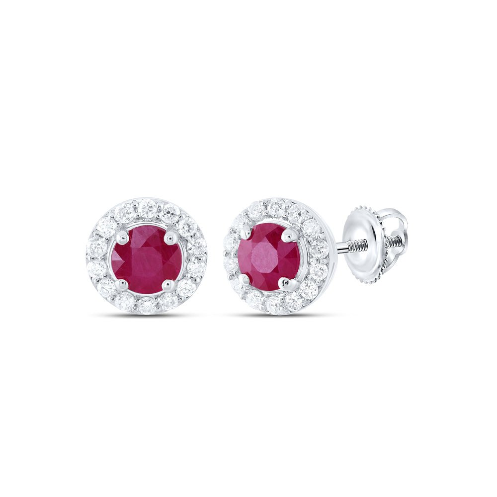 14K White Gold Gift - Ready Ruby Earrings - Splendid Jewellery