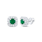 14K White Gold Emerald Stud Earrings 1/8 Cttw - Splendid Jewellery