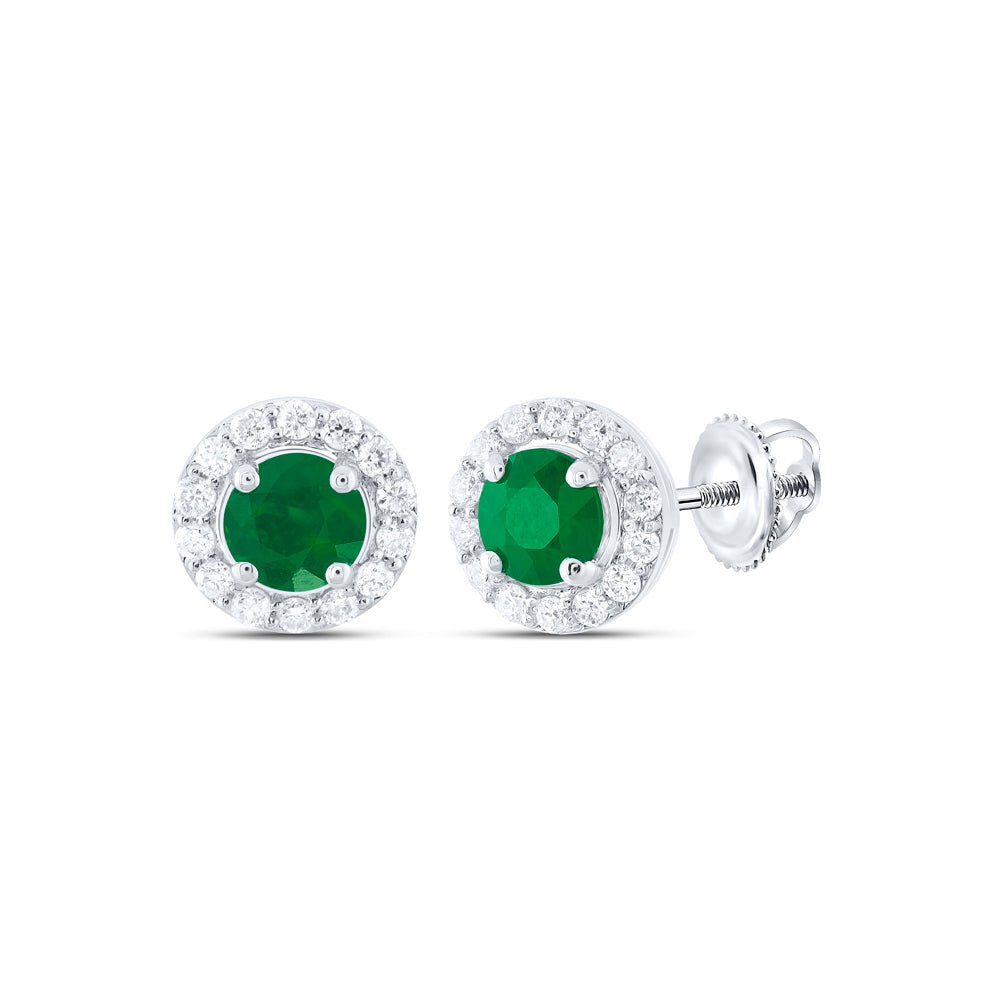 Emerald Earrings in 14K White Gold - Splendid Jewellery