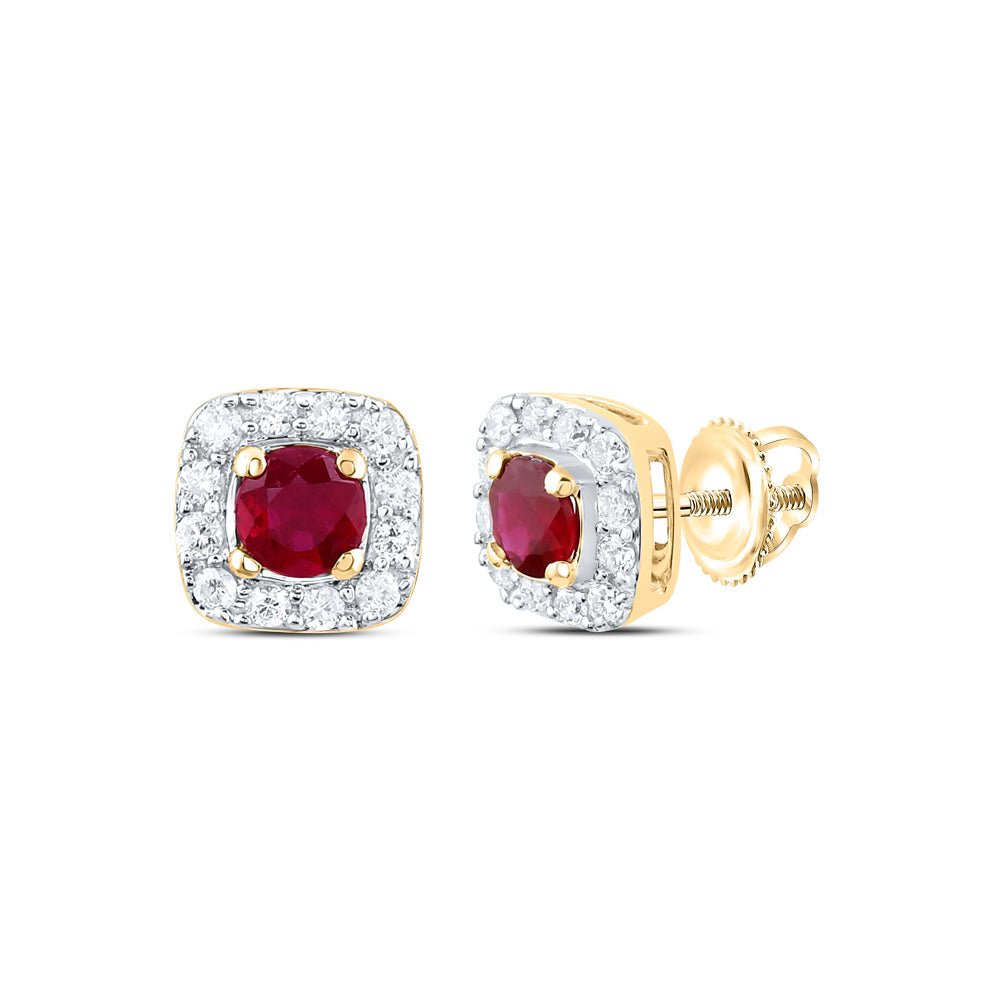 14K Yellow Gold Modern Ruby Earrings Gift Edition - Splendid Jewellery