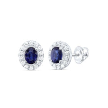 Load image into Gallery viewer, Blue Sapphire Stud Earrings in 14K White Gold - Splendid Jewellery