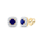 14K Yellow Gold Luxury Blue Sapphire Stud Earrings - Splendid Jewellery