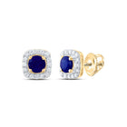 14K Yellow Gold Luxury Blue Sapphire Stud Earrings - Splendid Jewellery
