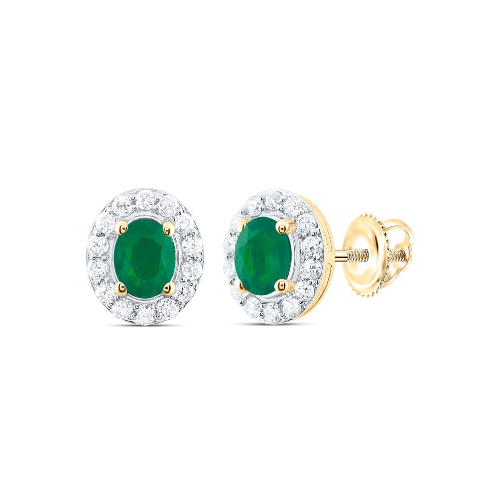 14K Yellow Gold Emerald Stud Earrings 1/8 Cttw - Splendid Jewellery