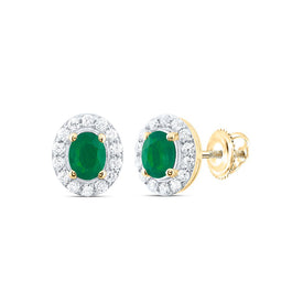 14K Yellow Gold Emerald Stud Earrings 1/8 Cttw - Splendid Jewellery