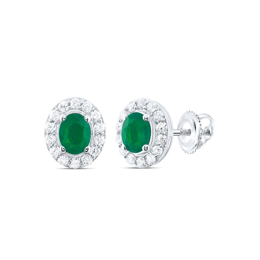 14K White Gold Luxury Emerald Stud Earrings - Splendid Jewellery