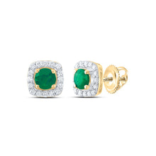 Load image into Gallery viewer, 14K Yellow Gold Elegant Stud Earrings with Emerald - Splendid Jewellery