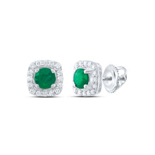 Load image into Gallery viewer, 14K White Gold Emerald Earrings for Everyday Wear - Splendid Jewellery